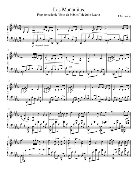 Las Mañanitas Sheet Music For Piano Download Free In Pdf Or Midi