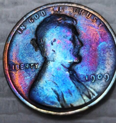 Lincoln Wheat Cent Penny Rainbow Toned Beautifully Us Coin Ebay