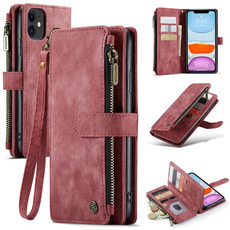 Caseme Iphone 11 Wallet Kickstand Magnetic Flip Case Red