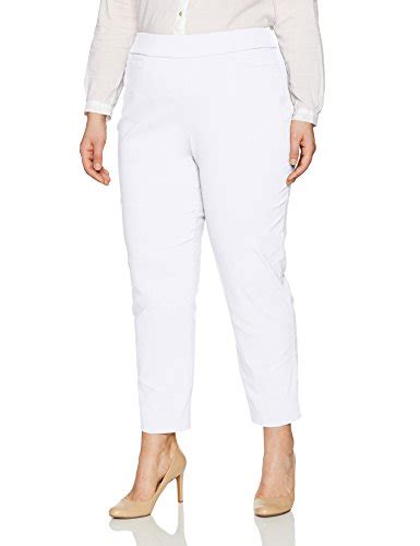 Alfred Dunner Womens Allure Slimming Plus Size Short Stretch White