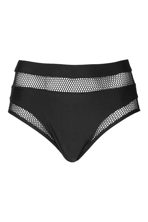 Black Mesh Insert Sporty Bikini Bottoms By Jaded London Sporty