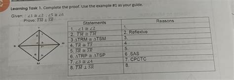 Solved Learnlng Task 1 Complete The Proof Use The Example 1 As Your