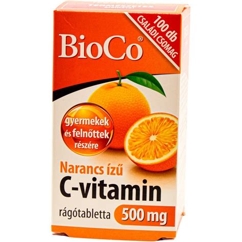 Bioco 500 mg narancs ízű C vitamin rágótabletta 100 db Magyar