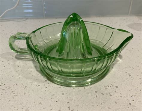 Green Depression Glass Juicer Antique Price Guide Details Page