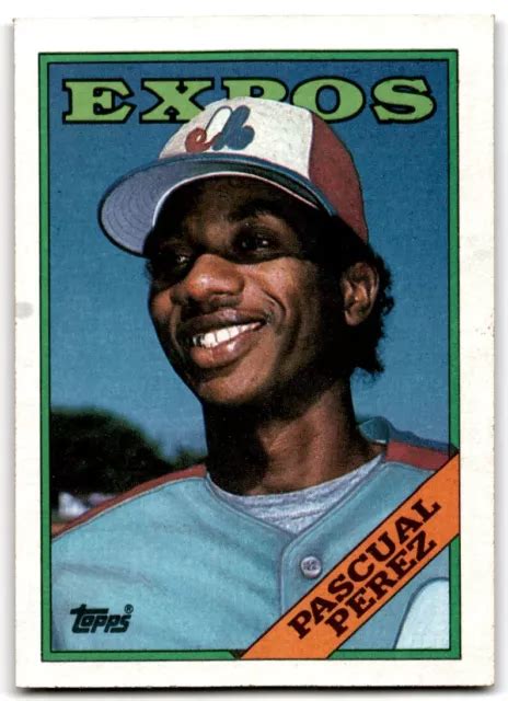 1988 TOPPS CARTE de baseball Pascual Perez Montréal Expos 647 EUR 2 04