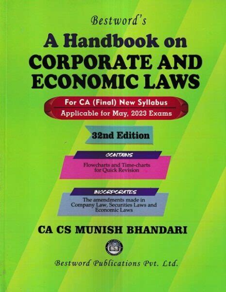 Bestword S A Handbook On Corporate And Economic Laws For Ca Final New