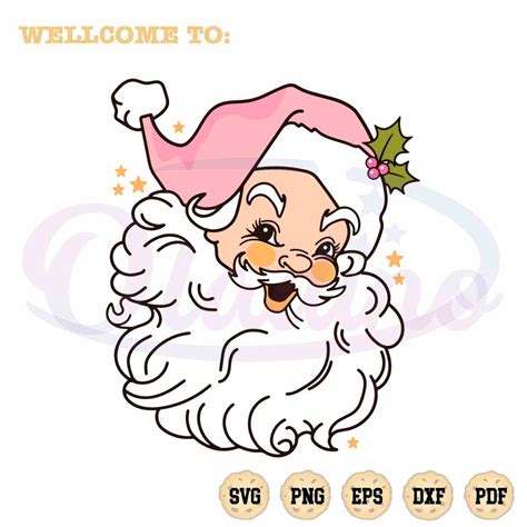 Pink Santa Claus Christmas Vintage Retro Svg Files For Cricut