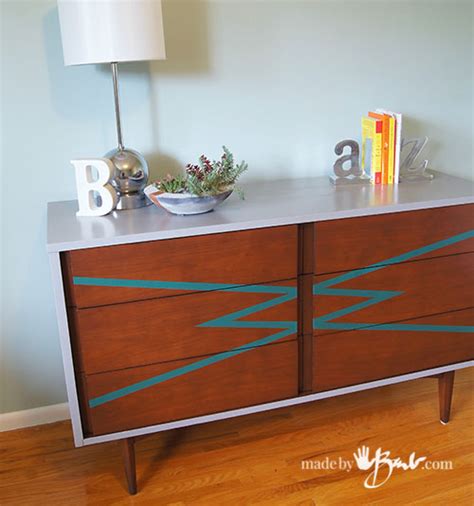 Mcm Dresser Graphic Paint Makeover Made By Barb Update Refinish Mid