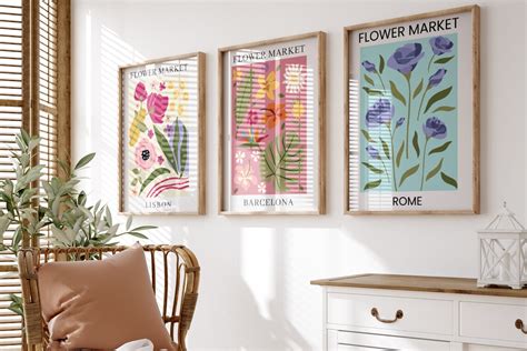 Flower Market Poster Set Of Prints Floral Gallery Wall Art Set