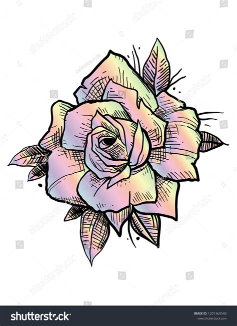 Rose Rainbow Tattoo Stock Vector (Royalty Free) 1201360540 | Shutterstock