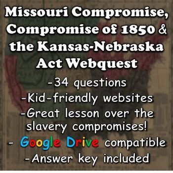 Missouri Compromise, Compromise of 1850, and the Kansas-Nebraska Act