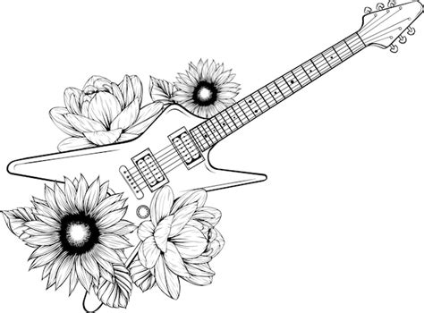 Premium Vector | Outline electric guitar line art