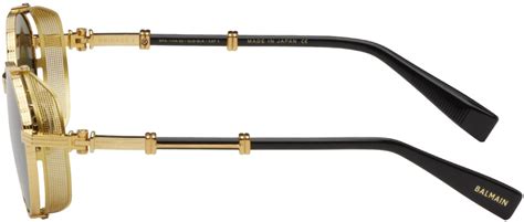 Balmain Gold And Black Brigade Ii Sunglasses Balmain