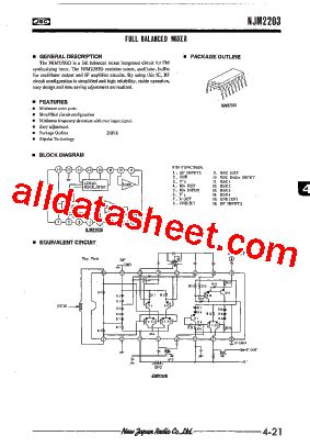 NJM2203D Datasheet PDF New Japan Radio