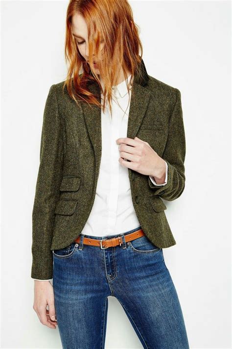 Green Tweed Jacket Tweed Jacket Outfit Tweed Blazer Outfit Women