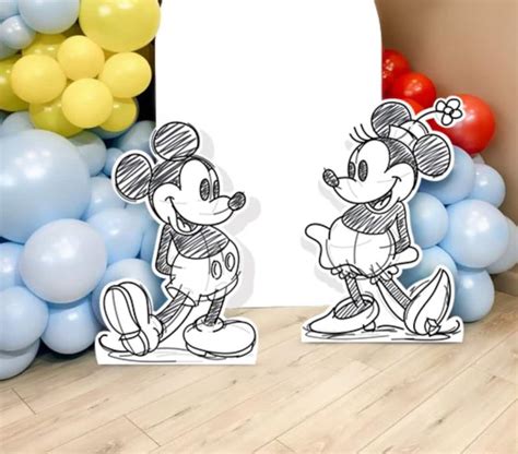 Mickey And Minnie Sketch Cutouts Retro Mickey Mouse Decoration Mickey