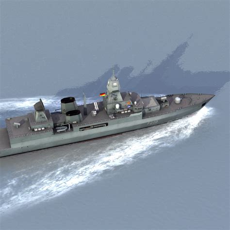 German Frigate F124 3D Model $199 - .flt .ma .3ds .dae .obj .lwo .xsi ...