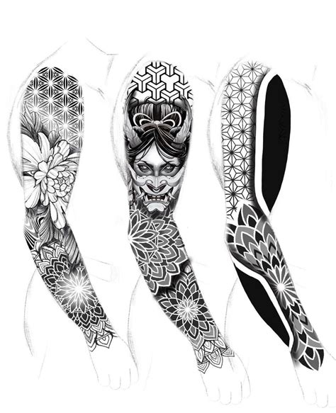 Geometric Tattoo Leg Sleeve Geometric Tattoo Stencil Mandala Tattoo