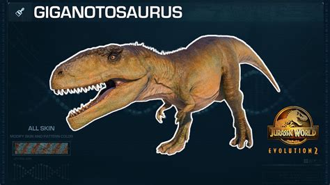 All Giganotosaurus Skins Jurassic World Evolution Youtube