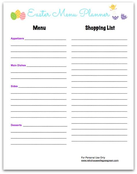 Easter Party Sign Up Sheet Printable