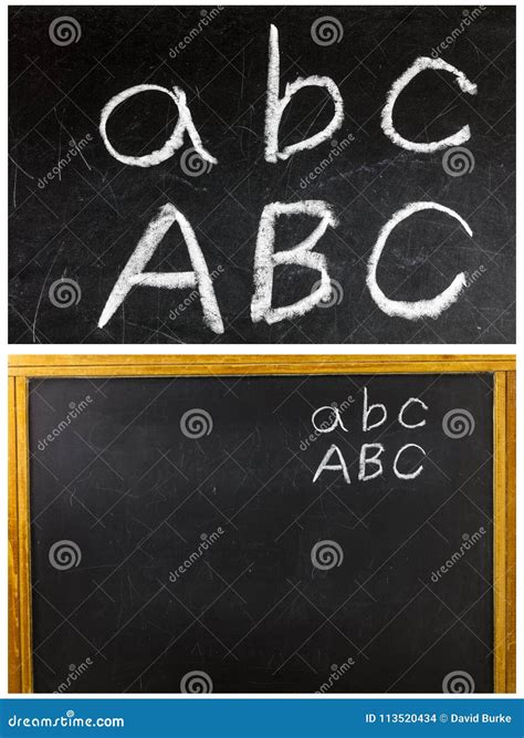 Blackboard School Abc Alphabet Chalk Written Spelling Stock Photo