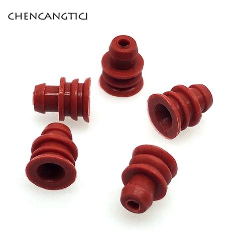 100 Pcs Automotive Connector Waterproof Rubber Seal Red Super Wire