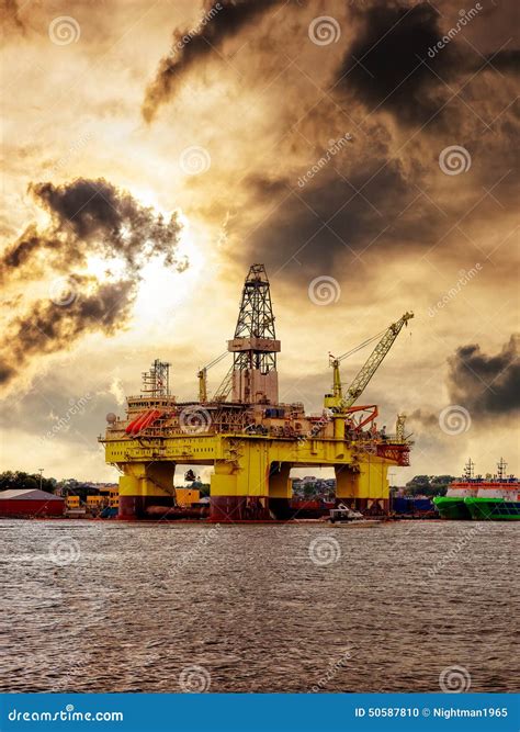 Oil rig in Norway stock photo. Image of construction - 50587810