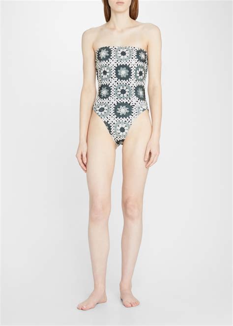 Norma Kamali Bishop Printed Bandeau One Piece Swimsuit Bergdorf Goodman