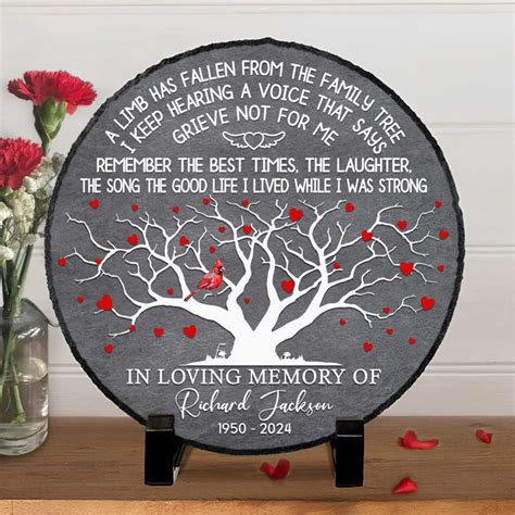 Custom Family Tree Memorial Stone - Personalized In Loving Memory Plaque - A Limb Has Fallen In ...