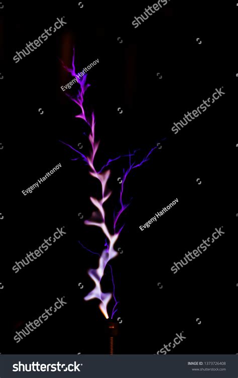 Lightning On Black Background Corona Discharge Stock Photo Edit Now