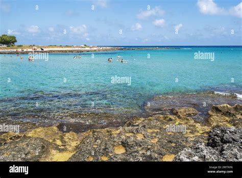 Beach In Torre Santa Sabina Carovigno Apulia Italy Europe Stock