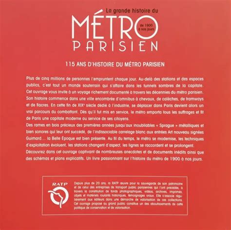 Livre La Grande Histoire Du Metro Parisien A Nos Jours Eur