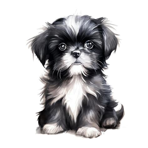 Linda ilustración de raza de perro shih tzu acuarela Foto Premium