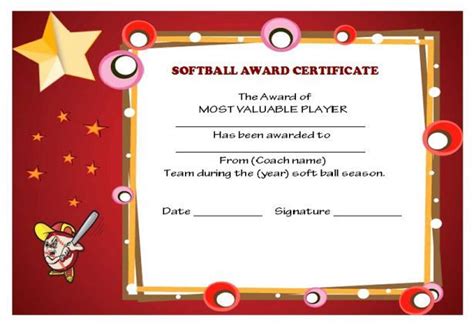 39 Free Softball Award Certificates Templates Ideas And Regarding Free