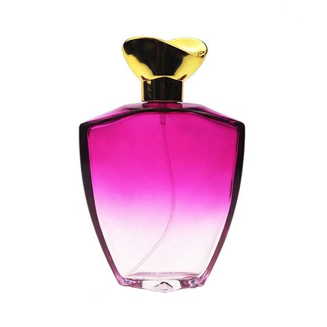 New Design Elegant Triangle Pink Gradient Refillable Perfume Spray Bottle 100 Ml With Gold Cap