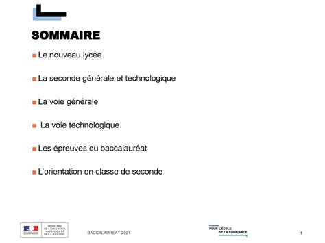 Sommaire Le Nouveau Lyc E La Seconde G N Rale Et Technologique Ppt