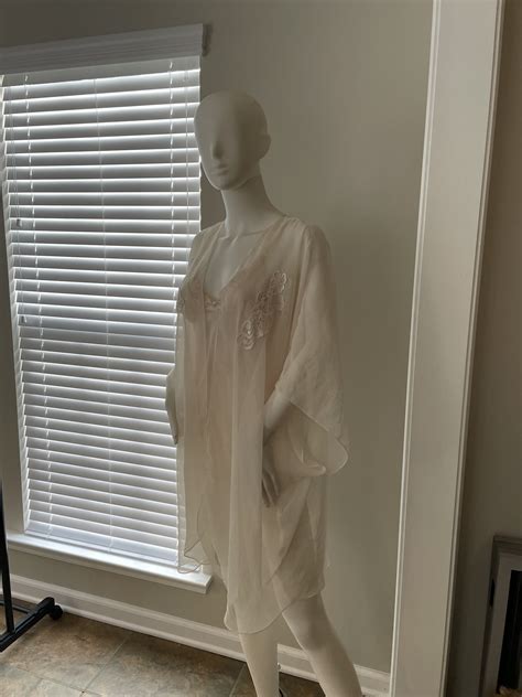 Vintage Lingerie Robe By Cacique Ivory Poly Blend Sz M Etsy