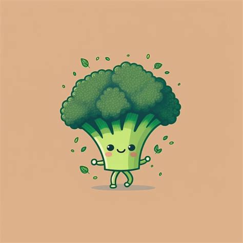 Premium Photo Kawaii Broccoli Funny Vegetables Cartoon Character