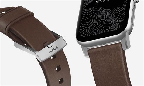 Nomad Pasek Skórzany do Apple Watch brązowo srebrny Paski do