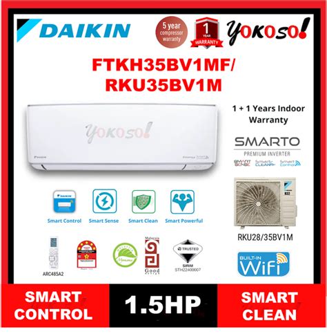 [for Klang Valley Only] Daikin Ftkh35bv1mf Rku35bv1m 1 5hp R32 Smarto