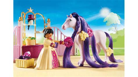 Ecurie avec cheval à coiffer et princesse Playmobil Château de