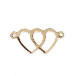 Intercalaire Fin Double Coeur 2 Anneaux 18x8 5 Mm Gold Filled Or