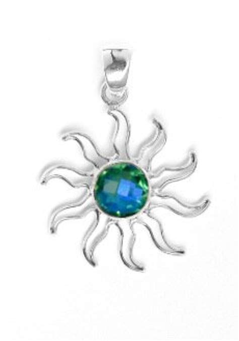 Sterling Silver Siesta Key Watercolor Gemstone Florida Sun Pendant