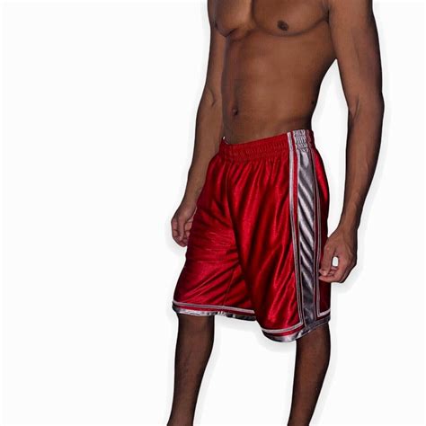 Tek Gear Dazzle Basketball Shorts Silky Shiny Red Si Gem