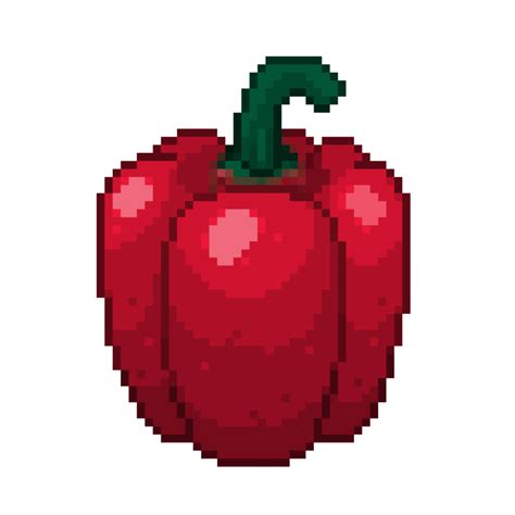 An 8 Bit Retro Styled Pixel Art Illustration Of A Red Bell Pepper