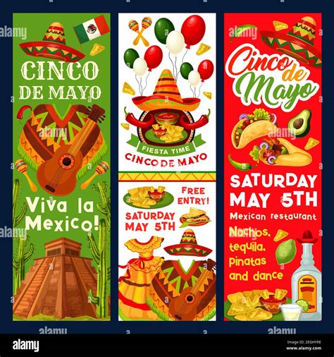 Cinco De Mayo Mexican Party Invitation Banners Or Holiday Fiesta Flyers