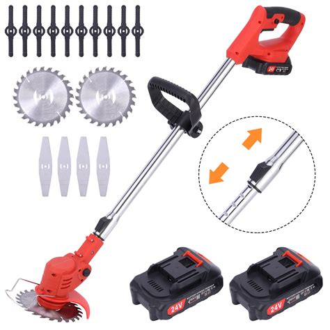 Weed Wacker Cordless Edger Trimmer Battery Powered 24v Electric Weed Eater Brush Cutter Lawn