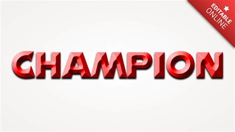 Champion Efecto Biselado En Rojo Generador De Efectos De Texto