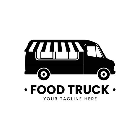 Food truck logo template. Street food wagon design. Retro food truck ...