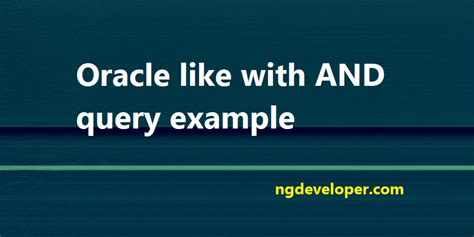 oracle    query  ngdeveloper